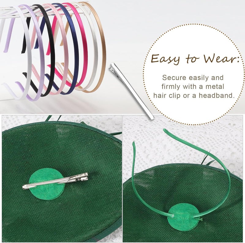 DRESHOW قبعة فاسيناتور مزينة بالريش مع رباط رأس للنساء، قبعات حفلات الشاي مع مشبك وزهرة لرأس الفتيات والنساء - Image 5